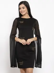KASSUALLY Women Black Embellished Sheath Dress