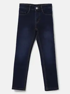 Urbano Juniors Boys Navy Blue Slim Fit Mid-Rise Clean Look Side Stripe Stretchable Jeans