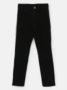 Urbano Juniors Boys Black Slim Fit Mid-Rise Clean Look Side Stripe Stretchable Jeans