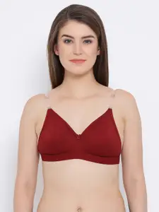 Clovia Cotton Rich Non-Wired T-Shirt Bra With Transparent Multiway Straps