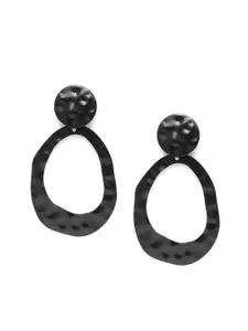 Blueberry Black Handcrafted Oval Drop Earrings