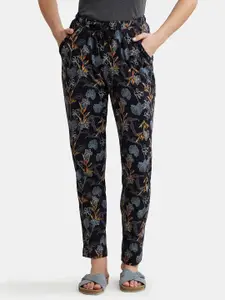 Jockey Micro Modal Cotton Relaxed Fit Printed Lounge Pants with Lace Trim on Pockets