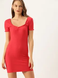 FOREVER 21 Women Red Solid Bodycon Dress