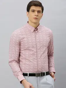 Blackberrys Men Pink & Burgundy Slim Fit Printed Formal Shirt