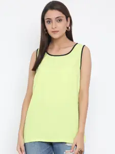 Oxolloxo Women Lime Green & Black Solid Styled Back Top