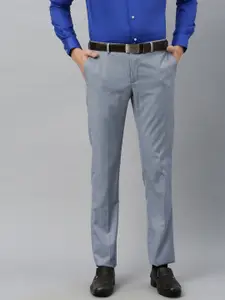 Blackberrys Men Blue Skinny Fit Self Design Formal Trousers