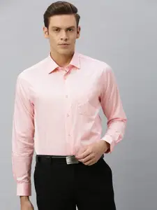 Blackberrys Men Peach-Coloured Slim Fit Self Design Formal Shirt