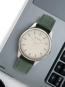 Titan Women White Leather Analogue Watch 2639SL04