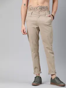Roadster Men Beige Regular Fit Solid Chinos