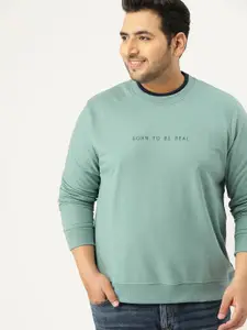 Sztori Men Plus Size Mint Green Solid Sweatshirt