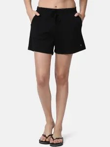 Enamor Women Black Solid Lounge Shorts