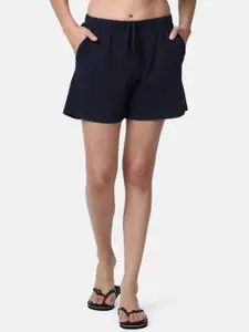 Enamor Women Blue Solid Lounge Shorts