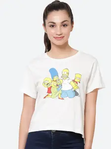 Free Authority Women Off-White Simpsons Printed Round Neck T-shirt