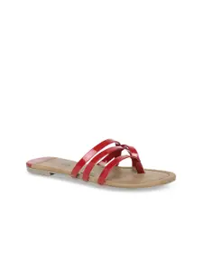 SOLES Women Red Solid Open Toe Flats