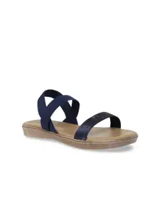 SOLES Women Navy Blue Solid Open Toe Flats