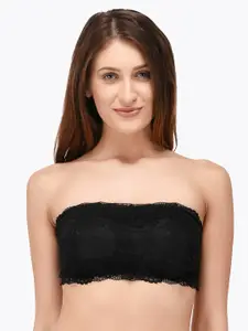 PrettyCat Black Lace Non-Wired Lightly Padded Bandeau Bra PC-4019-30A