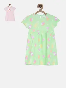 MINI KLUB Pack of 2 Girls Multicoloured Printed Fit and Flare Dress
