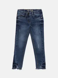 Blue Giraffe Girls Blue Slim Fit Mid-Rise Mildly Distressed Jeans
