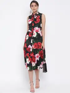 Oxolloxo Women Multicoloured Floral Print Fit and Flare Dress