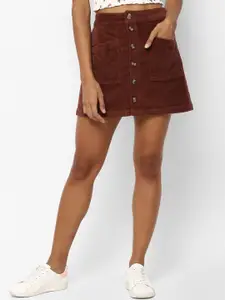 AMERICAN EAGLE OUTFITTERS Brown Corduroy A-Line Mini Skirt
