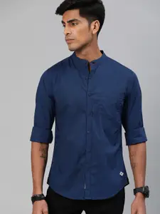 Roadster Men Navy Blue Regular Fit Solid Sustainable Casual Shirt