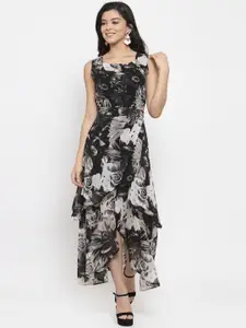 KASSUALLY Black Floral Printed Maxi Dress