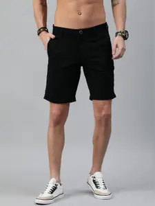Roadster Men Black Solid Regular Fit Sustainable Shorts