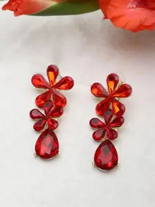 Shining Diva Fashion Gold-Plated Red Contemporary Drop Earrings