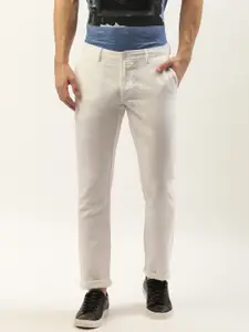 Blackberrys Men White B-95 Slim Fit Solid Regular Trousers