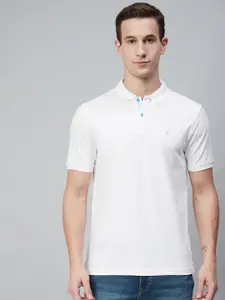 Blackberrys Men White Solid Polo Collar T-shirt