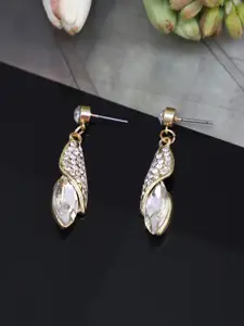 Shining Diva Fashion Gold-Plated and White Contemporary Drop Earrings