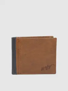 Tommy Hilfiger Men Tan Brown Genuine Leather Two Fold Wallet