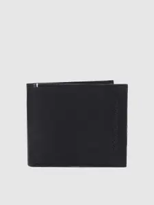 Tommy Hilfiger Men Black Genuine Leather Two Fold Wallet