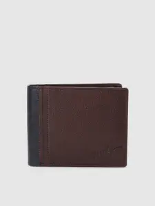 Tommy Hilfiger Men Tan Brown Genuine Leather Solid Two Fold Wallet