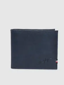 Tommy Hilfiger Men Blue Solid Genuine Leather Two Fold Wallet