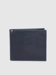 Tommy Hilfiger Men Navy Blue Genuine Leather Two Fold Wallet
