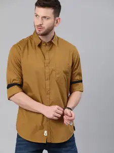 Roadster Men Olive Brown Cotton Sustainable Casual Shirt