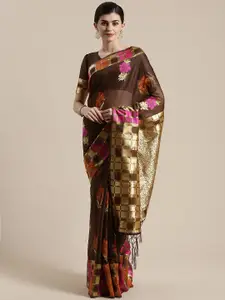 Saree mall Maroon & Pink Woven Design Bhagalpuri Saree