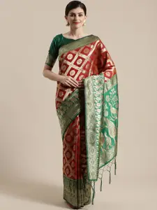 Saree mall Red & Golden Woven Design Banarasi Saree