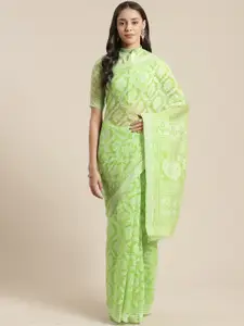Saree mall Green Printed Brasso Saree
