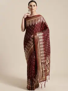 Saree mall Brown & Golden Woven Design Banarasi Saree