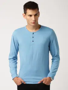 ETHER Blue Henley T-shirt
