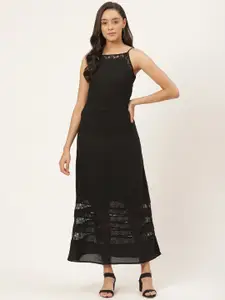 Trend Arrest Women Black Lace Detail Maxi Dress