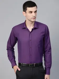 MANQ Men Purple Slim Fit Solid Formal Shirt