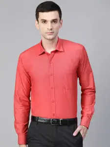 MANQ Men Red Semi-Slim Fit Solid Formal Shirt
