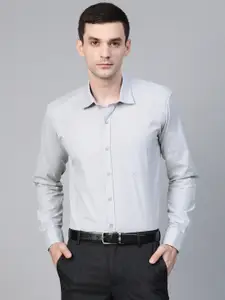 MANQ Men Grey Semi Slim Fit Solid Formal Shirt
