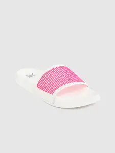 Kook N Keech Women Pink & White Woven Design Sliders