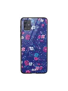 DailyObjects Blue & Pink Marble Flowers Samsung Galaxy A71 Glass Mobile Case Cover
