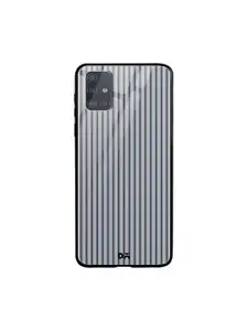 DailyObjects Grey & Blue Striped Samsung Galaxy A51 Glass Mobile Cover