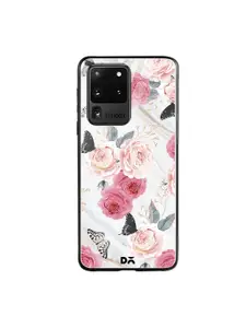 DailyObjects Pink & White Flowers Marble Samsung Galaxy S20 Ultra Glass Mobile Case Cover